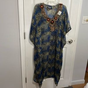 Silk long blue and green kimono